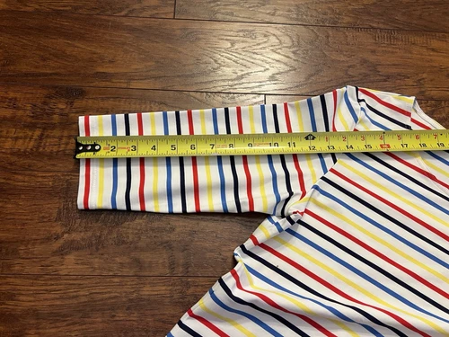 Saint James M/L US FR 5-46 White Red Yellow Blue Striped Shirt - Picture 5 of 9