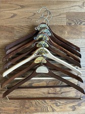 Vintaged Lot of 6 Wooden Coat Suit Hangers Dovetail Trouser Bar Nordstrom