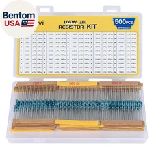Resistor Assortment Kit - 500Pcs, 50 Values, 1/4W, 1 to 10M, 1% Metal Film Resis