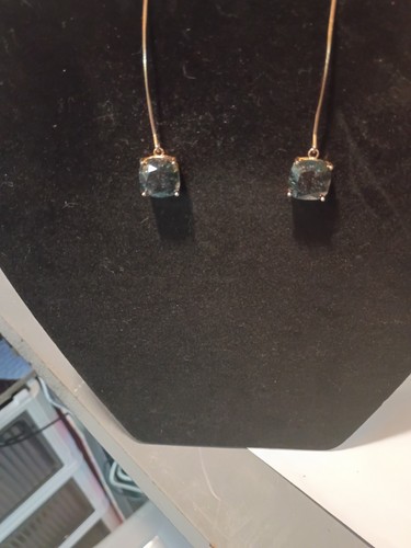 Cushion Cut Labradorite Salt And Pepper Earrings With Gold Tone Drop Setting