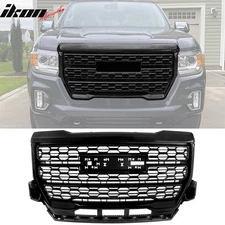 Fits 21-22 GMC Canyon Denali Style Gloss Black Front Bumper Mesh Hood Grille