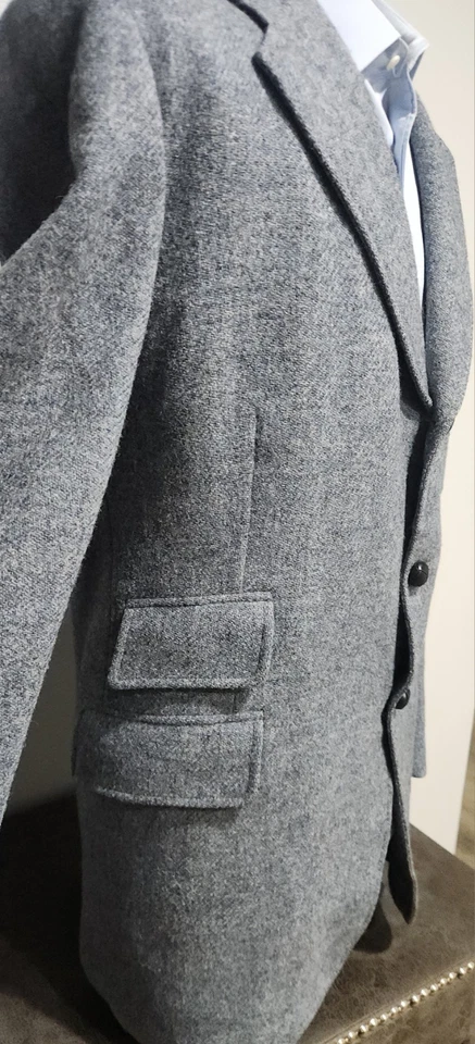 Chaqueta de Hacking Harris Tweed De Colección Para Hombres Azul/Gris Country Riding 46 con Bolsillo para Billetes Foto 4 de 4