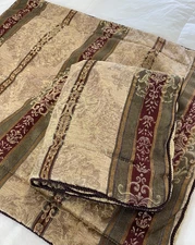 2 Vintage Croscrill Townhouse STANDARD Pillow Shams Medallion Stripe Green