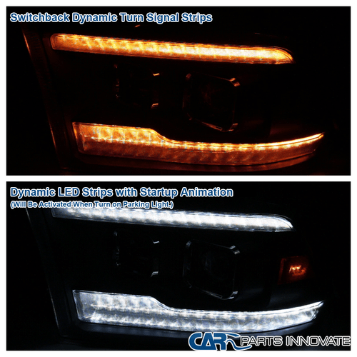Fit 09-18 Ram 1500 2500 Matte Blk Switchback LED Sequential Projector Headlights - Picture 8 of 14