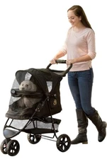Pet Gear NO-ZIP Special Edition Pet Stroller Black with Gold Monogram PG8250NZGM
