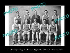 OLD 8x6 HISTORIC PHOTO OF JACKSON WYOMING HIGH SCHOOL BASKETBALL TEAM 1931