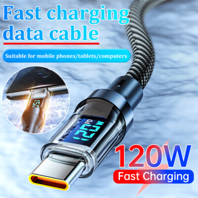 USB Superschnellladekabel Ladegerät Typ C Datenkabel mit LED Leistungsanzeige 2M