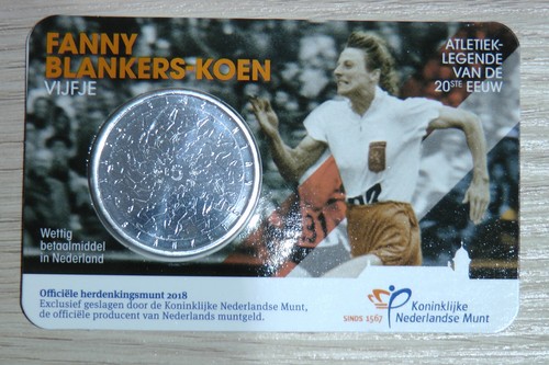 5 Euro FANNY BLANKERS-KOE Vijfje 2018 Off. Herdenkingsmunt Coincard Niederlande