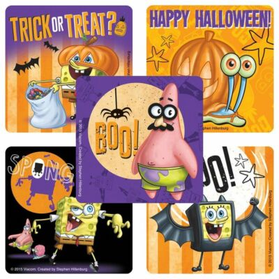 Spongebob Stickers x 5 - Sponge Bob Halloween Stickers - Party Trick or Treat