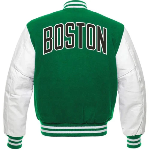 Boston Celtics Green Wool & Leather Sleeves Varsity Men's Jacket