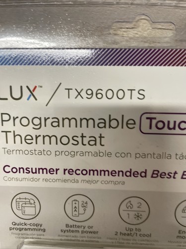 Lux Programmable Thermostat TX9600TS Touchscreen- White Brand New - Picture 5 of 6