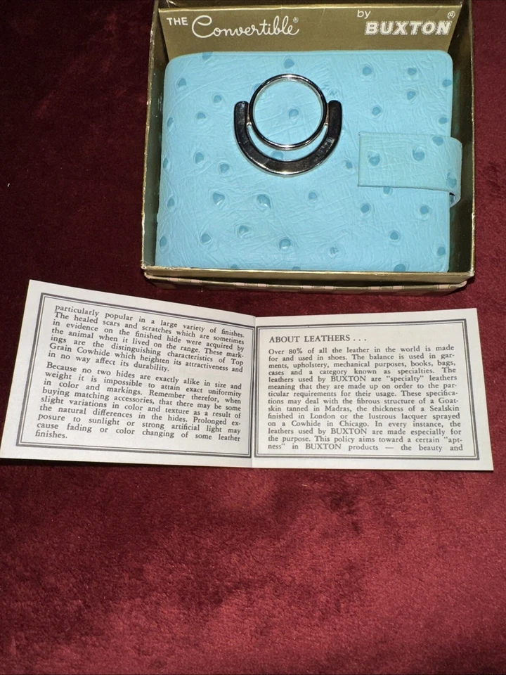 Женский бирюзовый бумажник Buxton складывается с застежкой. 4,5 дюйма L, открывается до 9 дюймов L, винтажный - Изображение 2 из 4