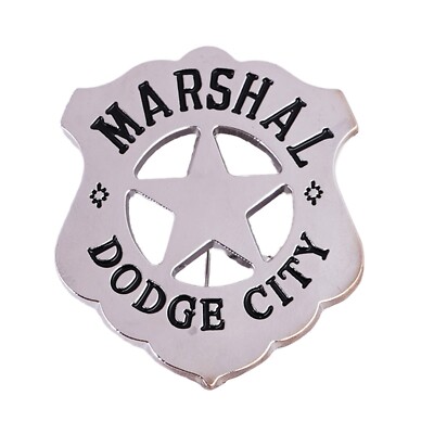 Marshal Dodge City Wild West Authentic Western Cowboy Badge Silver WesternBuckle