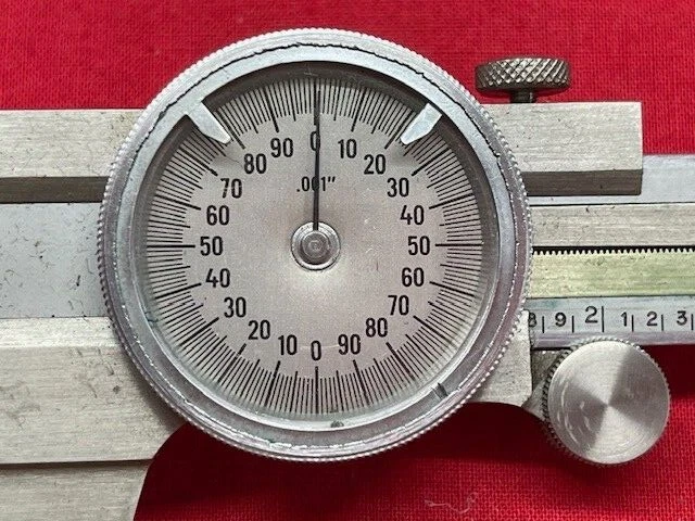 Helios Dial Caliper with Nib Jaws, Silver Face, 4"   - VINTAGE DESIGN RARE! - Image 3 of 4