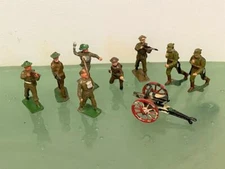 Lead Soldier Vtg WWI 9 pc Lot Made in England, Authenticast Erie, War Games