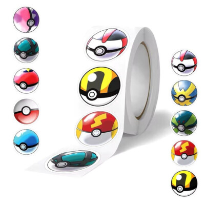 Pokemon Stickers Pokeball 50 Pack 10 Variations 1 Inch Masterball - US Seller