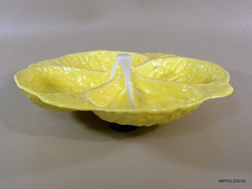 PRACTICAL 4- PART RELISH DISH of CABBAGE YELLOW by SECLA from PORTUGAL - Picture 2 of 7