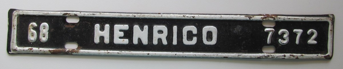 Virginia 1968 HENRICO License Plate NICE QUALITY # 7372 | eBay