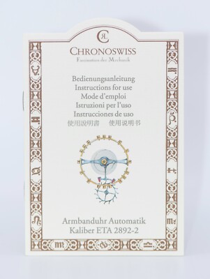 Chronoswiss Cal 2892-2 Booklet Manual