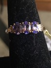 10K Yellow Gold Ring with 3 Tanzanite Stones With Diamonds, Size 8 — photo 1