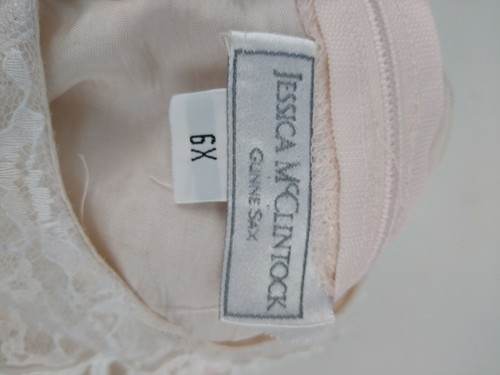 Gunne Sax Jessica McClintock Girls 6X Lace Short Sleeve Dress Bib Collar Peach - Picture 7 of 8