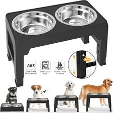 Adjustable Dog Bowl Stand Feeder Raised Elevated Food Water Pet Feeding Station