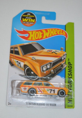 HOT WHEELS 2015 HW WORKSHOP - ' 71 DATSUN BLUEBIRD 510 WAGON YELLOW MESH GRILL