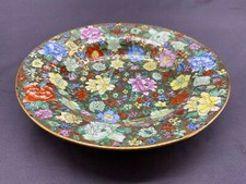 CHINA PORZELLAN DEKO SAMMELTELLER TELLER 20cm BLUMEN VERGOLDUNG SUPPENTELLER