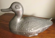 Rare Vintage Pewter Duck Trinket Box Fecit Vcm Made In Portugal Large Heavy Rare Vintage Pewter Duck Trinket Box Fecit Vcm Made In Portugal Large Heavy