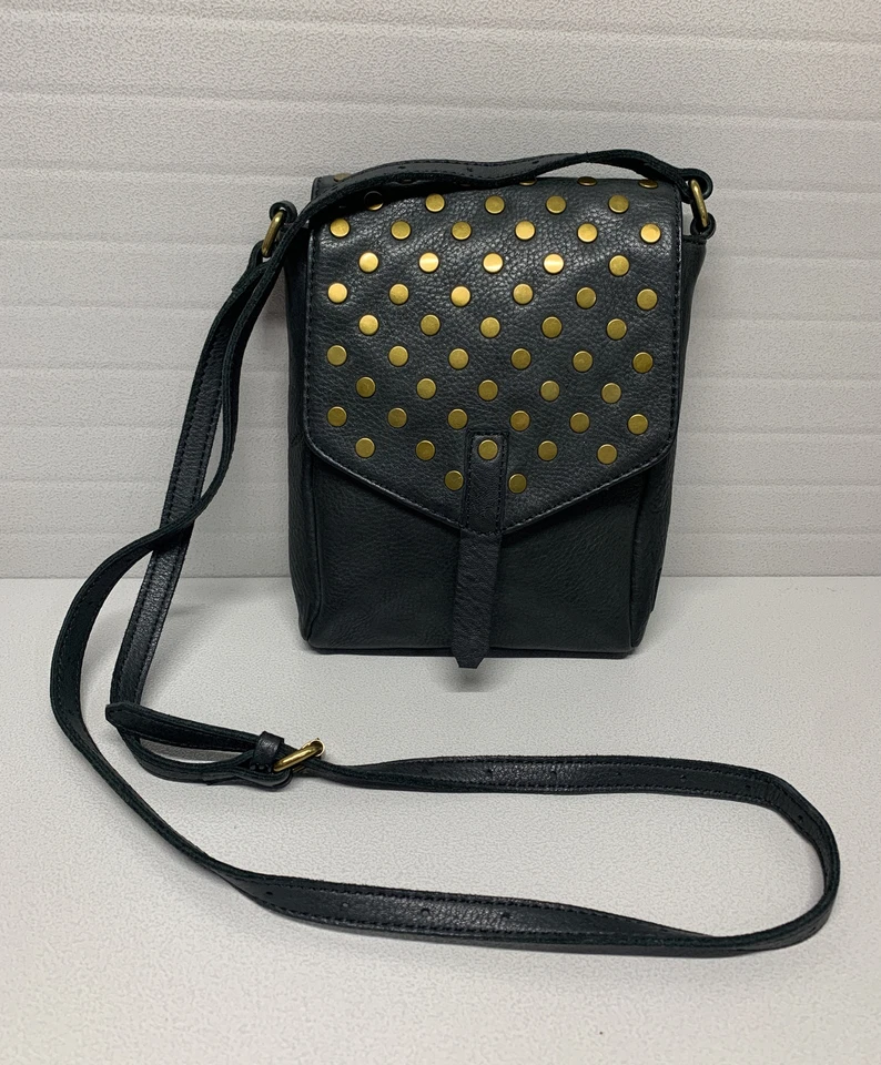 Bolso Bandolera Pequeño Linea Pelle Cuero Tachonado Negro ~ ¡Clásico! Foto 2 de 4