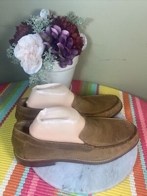 TOMMY BAHAMA FELTON 2 TAN BROWN LEATHER SLIP ON LOAFERS 
