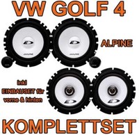 VW Golf 4 IV Alpine Komplettset Lautsprecher Boxen Vorne+Hinten Front+Heck NEU