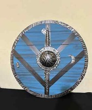 24'' Medieval Viking Wooden Round Shield Norse Warrior Shield Wall Decorative
