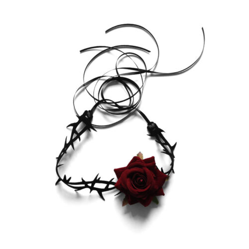 Collana Choker Fiore Rosa Retro Velluto Donna Abito Gotico Gioielli Catena Collare - Foto 6 di 18