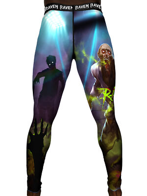 Raven Fightwear Men's Zombie 2.0 No Gi Jiu Jitsu Pants BJJ Spats Leggings MMA Bl