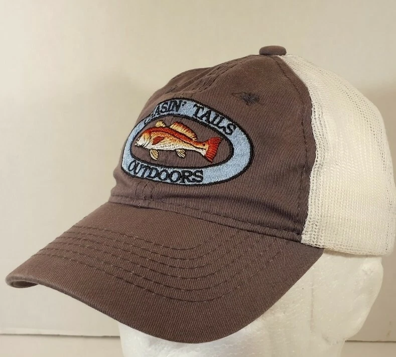 Gorra de pesca de malla gris y blanca Chasin' Tails para exteriores bordada juvenil Foto 3 de 4