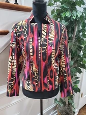 Molly+Max Women Multicolor Polyester Long Sleeve Full Zip Front Casual jacket PS