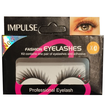 Impulse Wimpern falsch schwarz mit roten Diamanten Detail Anlass Party EY114