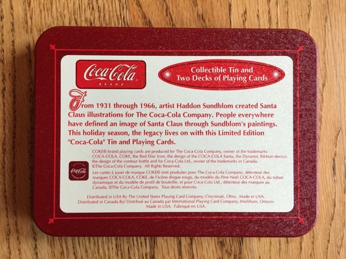 Vintage 2 Decks Coca Cola Santa Playing Cards In Collectors Tin 11th in Series - Picture 7 of 12