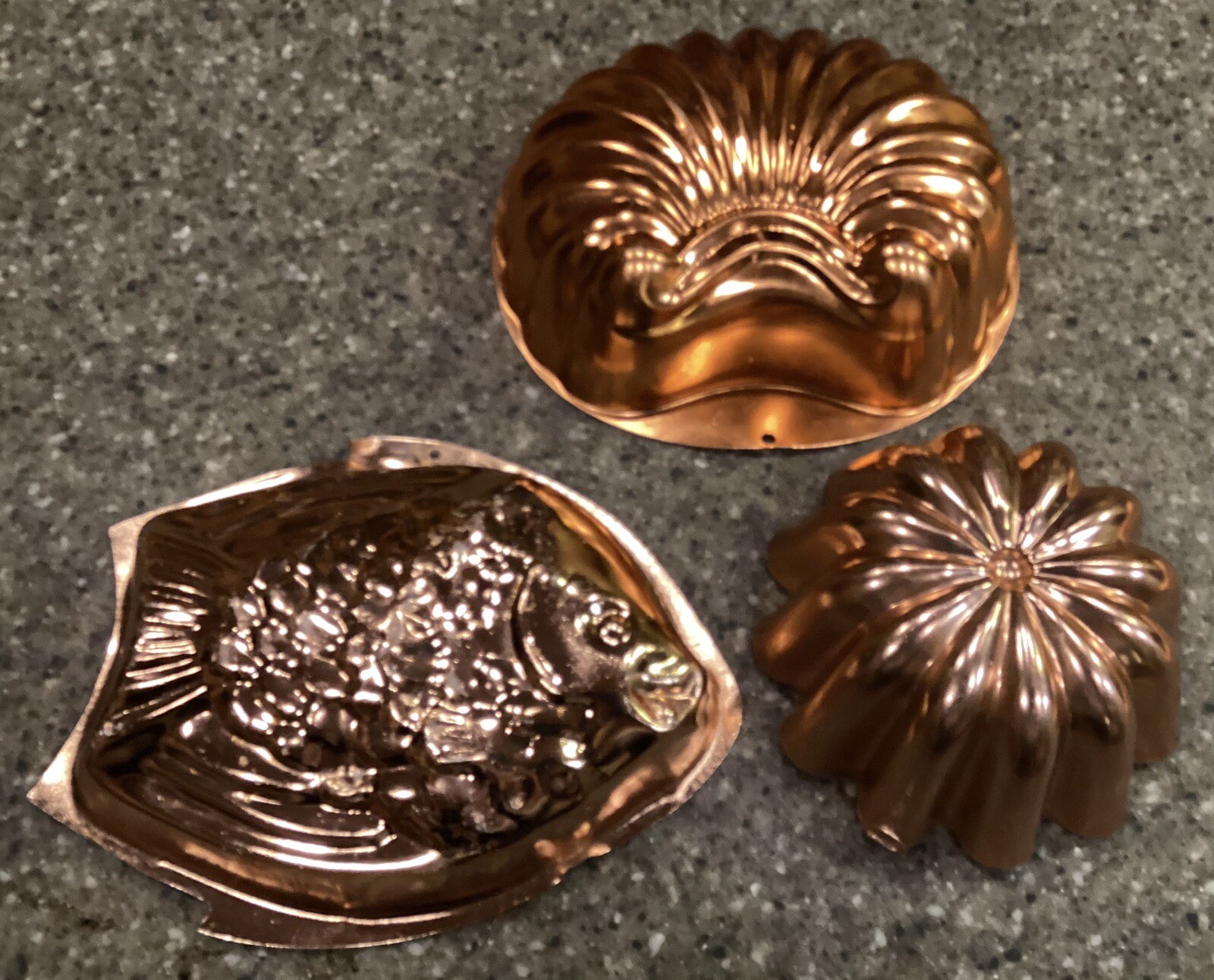 Lot of 3 Assorted Copper Jello molds eBay