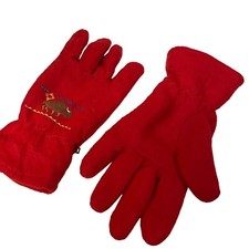Red Unisex Fabric Gloves Padded Palm Length 9 3/4"