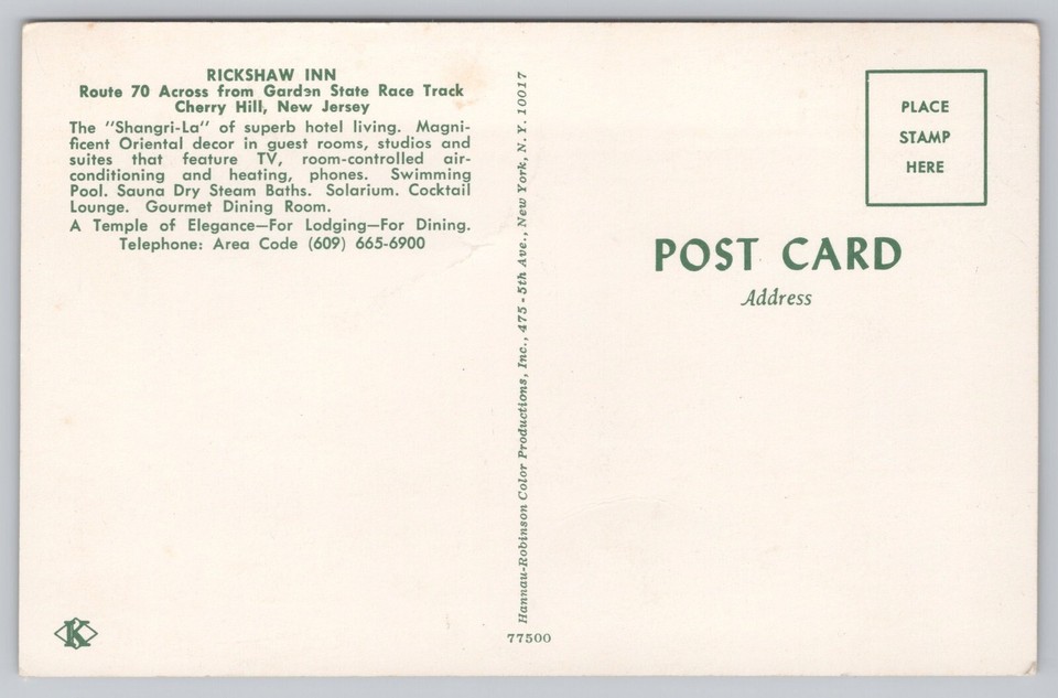 Postcard Rickshaw Inn Cherry Hill New Jersey Swimming Pool Motel eBay