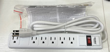  2pack 12" 5 1 Outlet Strip  Surge Protector, 90 Joules, 6-ft Cord, White