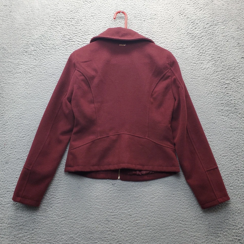 Chaqueta Blazer Bebe Mujer Mediana Borgoña Forrada Solapa Bolsillos Pico Solapa Cremallera Completa Foto 2 de 4