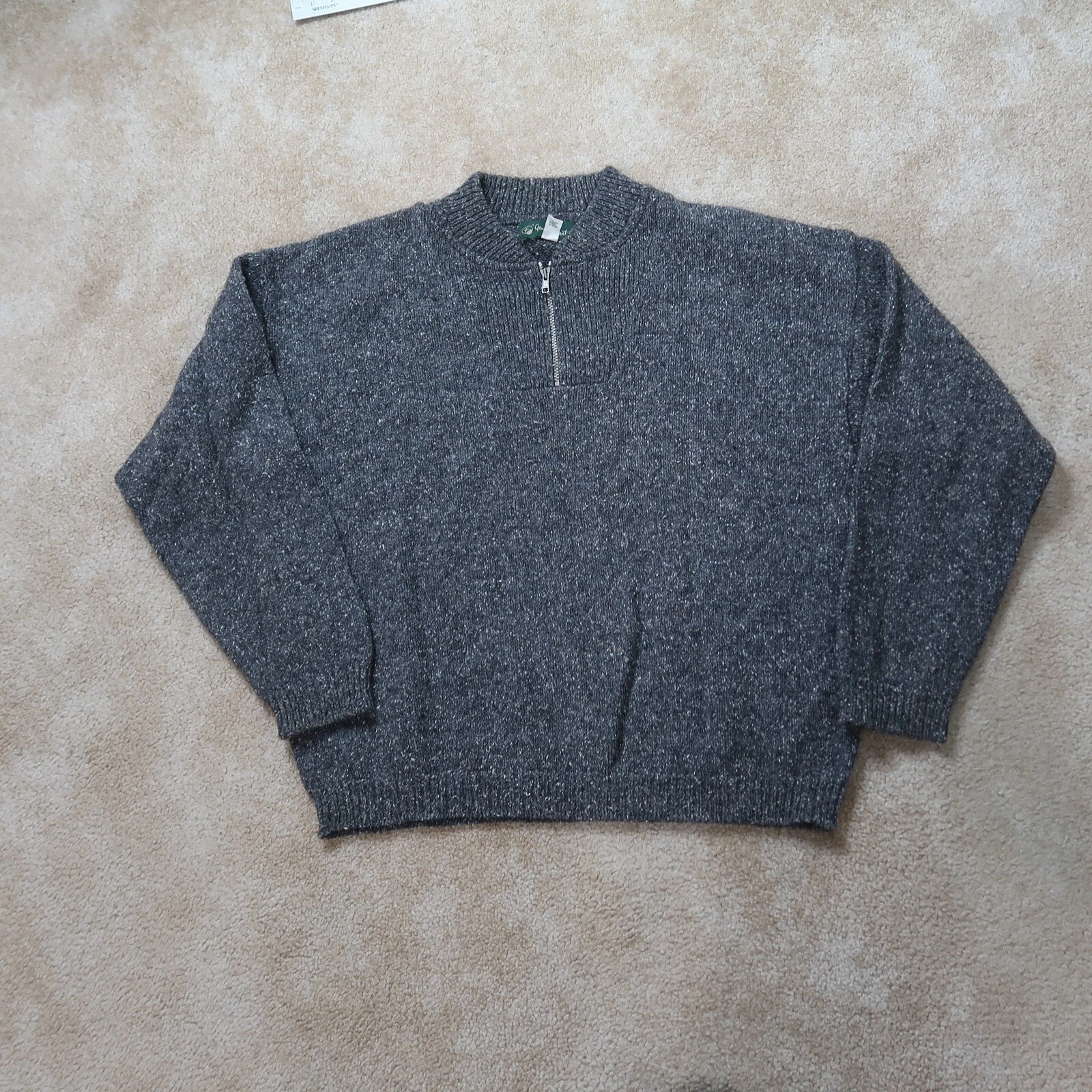 Gander Mountain Wool Sweater 1/4 Zip Mens XL Gray Long sleeve Pullover