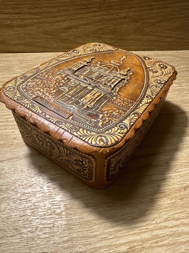 Wooden Russian Birch Bark Box Church Hand Carved Jewelry Trinket Casket Wood - Picture 2 of 16