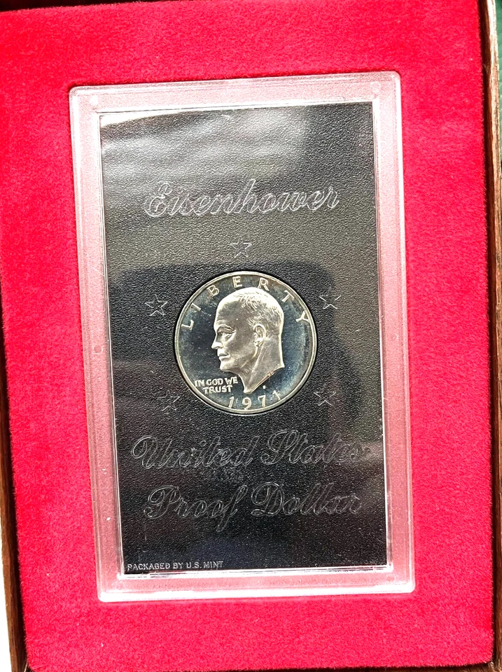 USA  - dollaro in argento in custodia originale Eisenhower 1971 - PROOF - Immagine 2 di 4