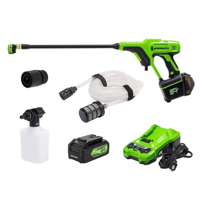 Greenworks 24V (600 PSI) Portable Power Cleaner, 4.0Ah USB Battery and Charger