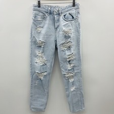 H  M Denim Womens Size 25 Low Waist Boyfriend Distressed Jeans in Light Wash