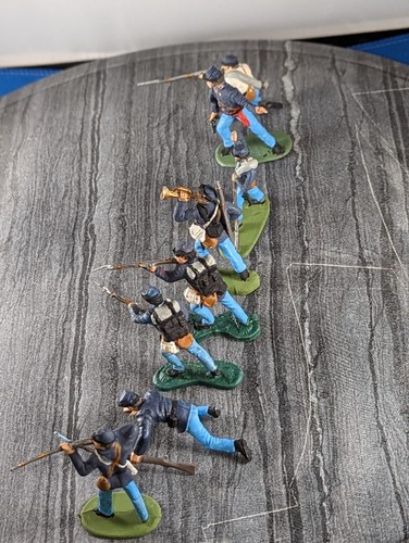 45mm Union Infantry Soldiers Hand Painted Plastic Civil War Firing Trumpet Crawl - Picture 11 of 20